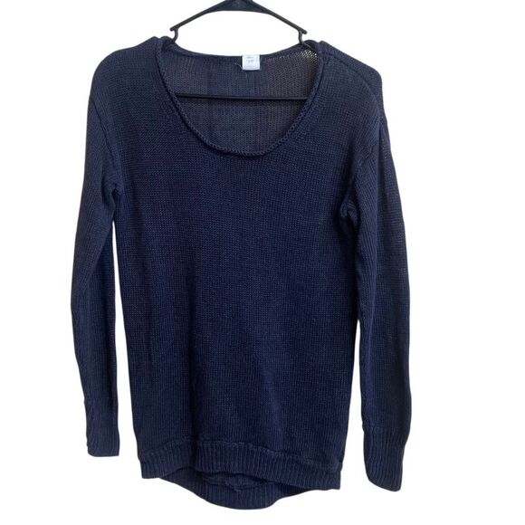 615. J. Crew navy knit scoop neck long sleeve 100% linen top - Picture 1 of 5
